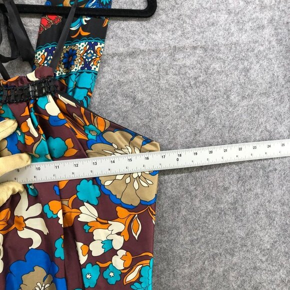 Arden B 100% Silk Cami Halter Top Womens S Multicolor Floral Tropical Beachy - Picture 10 of 11